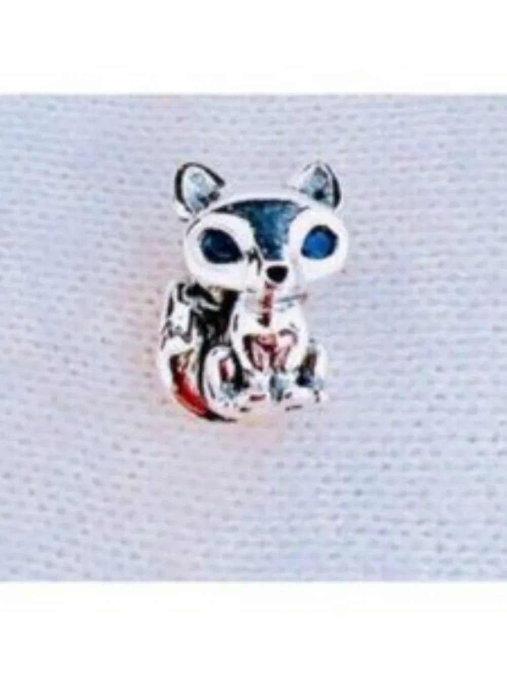 Pandora Silver Fox Charm with Blue Eyes